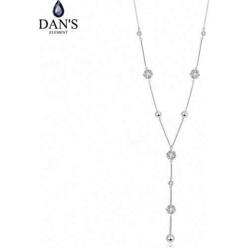 DANS Element Brand Colors Real AAA Zircon Fashion Water Drop Tassel Pendant Necklace for Women Valentine Gift 134443