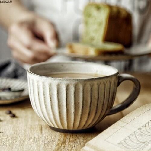 Chinese Retro Creative Stoneware Tea Coffee Cup Mug Cup Latte Tea Saucer Set Breakfast Cup Dessert Vintage Tea Cups and Saucers