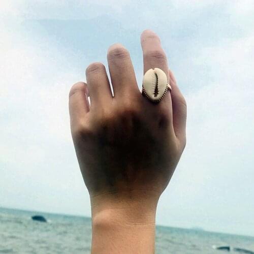 Free Shipping Adjustable Size Natural Shell Rings for Women Alloy Beach Knuckle Ring Girls Friends Gift Jewelry