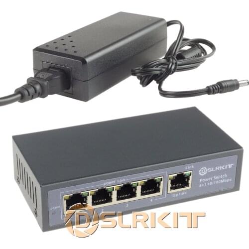 DSLRKIT 78watt 5 Port 4 PoE Switch 802.3af 802.3at Power Over Ethernet PSE14AT