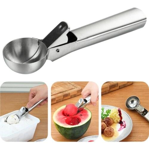 Summer Ice Cream Scoops Stacks Stainless Steel Ice Cream Digger Fruit Non-stick Ice Cream Spoon Kitchen Tools For Home Cake