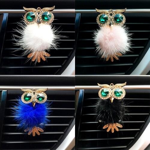 Cute Crystal Owl Car Air Freshene Auto Outlet Perfume Clip Vent Solid Fragrance Diffuser Interior Accessories