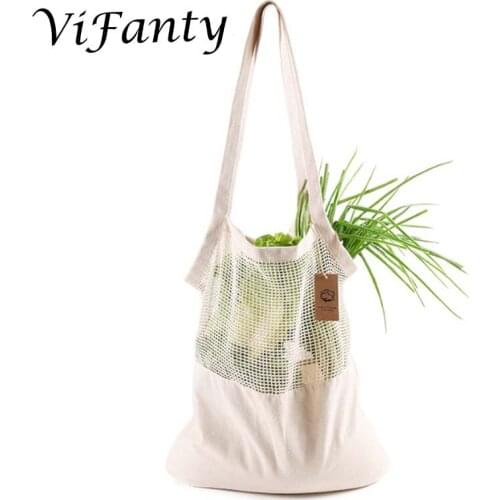 Natural Cotton Canvas and Mesh Reusable Tote Bag, Eco-Friendly Beach, Shopping, and Market Bag