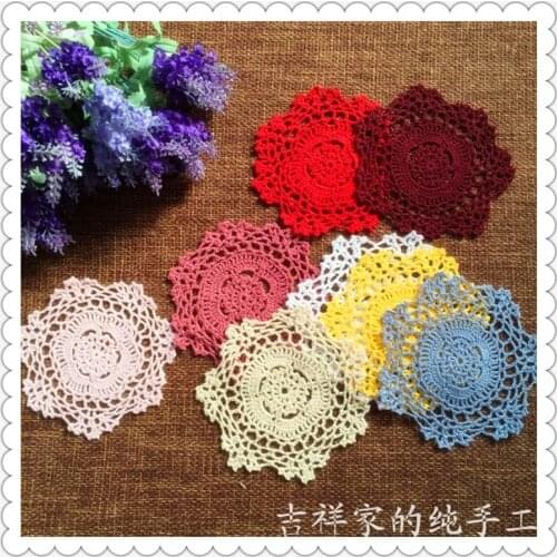 Korean style fashion 12 pcs cotton handmade cheap colored plate towel for hot on the table as home decoration household