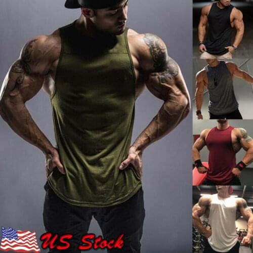 Men Muscle Sleeveless Tank Top Gym T Shirt Sport Fitness Vest Workout GYM Singlet Tank Top Tee Stringer Bodybuilding Y-Back US