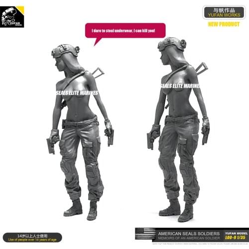 1/35 Resin Figure Model Kit American Seal Commando Resin Female Soldier self-assembled Loo-09