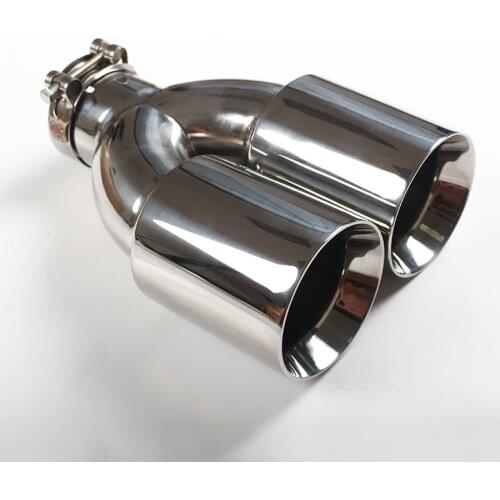 Stainless Steel Muffler Tips Exhaust Y Tip Clamp Double Tips Universal Plain End Tips Exhaust Muffler