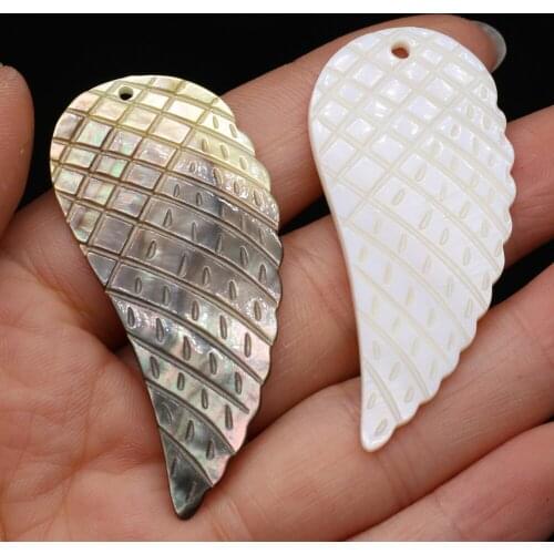 Natural Shell Leaf-shaped Pendant Beads with Holes DIY Bracelet Necklace Earrings Hair Bun Gift Jewelry Accessory Bead 24x52mm