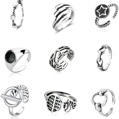 Unusual Ring Original Design silver color Round Hollow wedding opening Couple Rings for Women 2021 korean fashion punk Jewelry