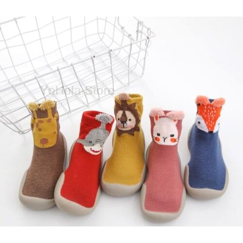 New Baby Shoes Socks Boy Girl Booties Warm Animal Fox Rabbit Anti-slip Toddler Prewalkers Soft Infant Newborn Crib Shoes