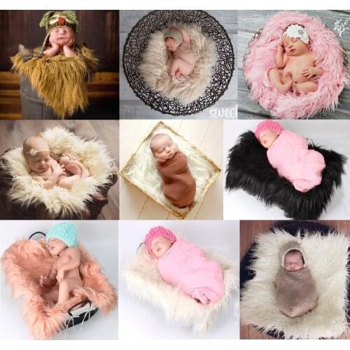 50*60CM Newborn Receiving Blanket Fur Solid Photography Props Mat Baby Sleeping Carpet Soft Infant Swaddling Towel Photo Fluff