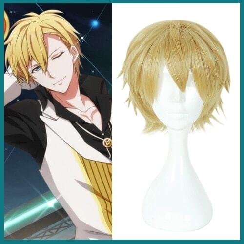Anime IDOLiSH7 Nagi Rokuya Short Golden Hair Cosplay Synthetic Hair Role Play Halloween Wig + Wig Cap