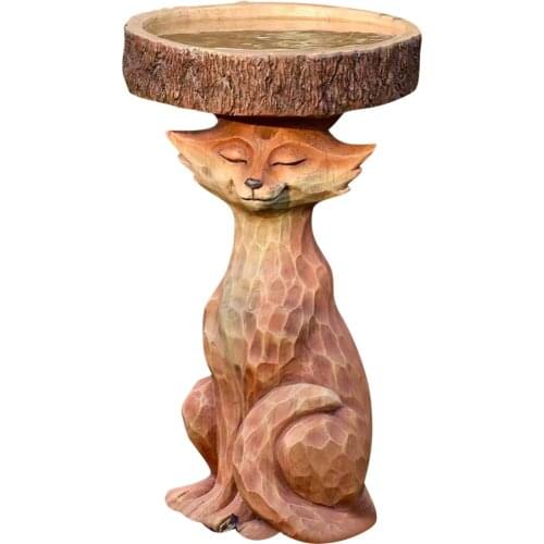 Garden Resin Ornament Cartoon Animal Shaped Figurine Bird Feeder Outdoor Statue for Patio Courtyard