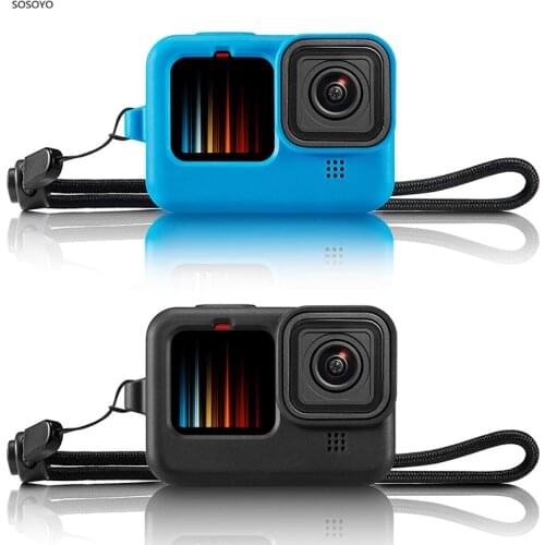 4 in 1 Silicone Case Silicone protective shell Lens Cover Wrist band Lanyard Set For Gopro Hero 9 Black Camera Accessories