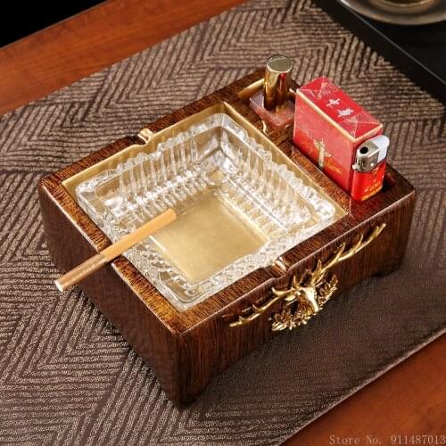 Glass resin ashtray living room coffee table decoration dustproof portable ashtray home hotel office supplies gift
