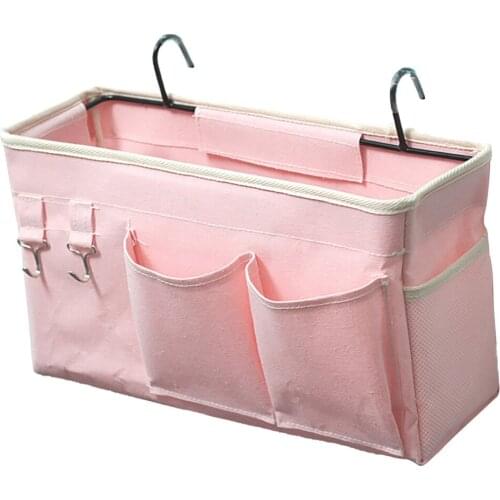 Storage Bag Bed Holder Pockets With Hook Student Bedside Pink Dormitory High Quality Fabric For TV Remote Control Home Basket