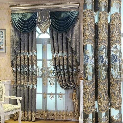 Curtains Tulle for Living Room Dining Bedroom Valance Luxury European Style Thickening Shading Modern Window Mantle Villa