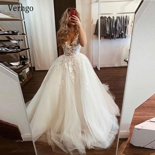 Verngo Vintage Lace Tulle Wedding Dress For Bridal Ivory White Hear Shape Neckline Romantic Bridal Gowns Custom Made