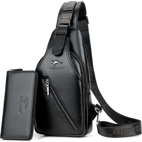 Weysfor 2021 Kangaroo Messenger Bag Men Leather Chest Bag Vintage Sling Bag Male Chest Pack Travel Casual Crossbody Shoulder Bag