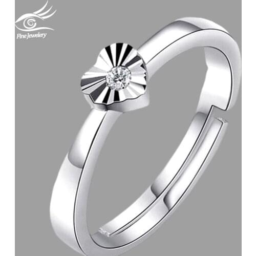 7KMOOR New Trendy Love Heart Cubic Zirconia Silver Resizable Finger Ring Jewelry For Women Wedding Party Gift CZR45