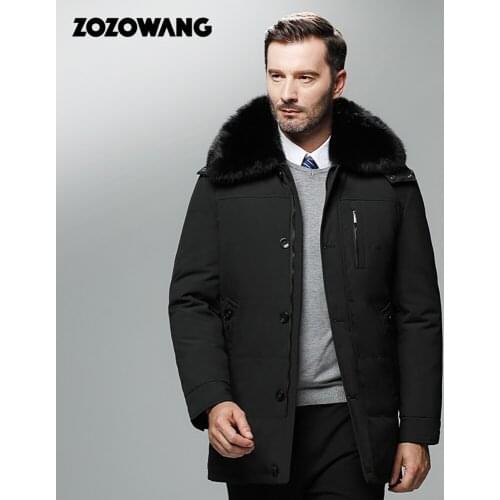 ZOZOWANG Brand Top Quality Mens Down Jackets 2020 New Winter Casual Warm 90% White Duck Down Coats Long Fur Hooded Jacket 4XL