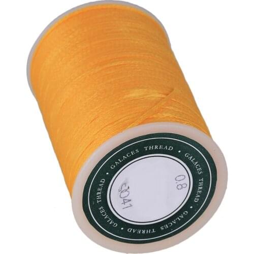 0.08cm Yellow 3-Ply Waxed Flat Polyester Cord Leather Sewing Thread Cord 78m