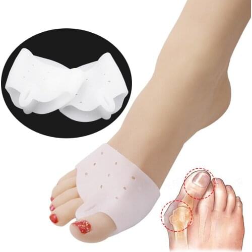 1 Pair Silicone Two Hole Toe Separator Gel Foot Fingers Thumb Valgus Protector Bunion Adjuster Hallux Valgus Guard Feet Care
