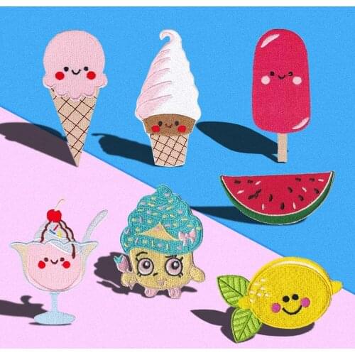 1PCS Cartoon Drinks popsicle, ice cream Embroidered Patch Sticker Iron on Clothes DIY Applique Childrens T-shirt decoration