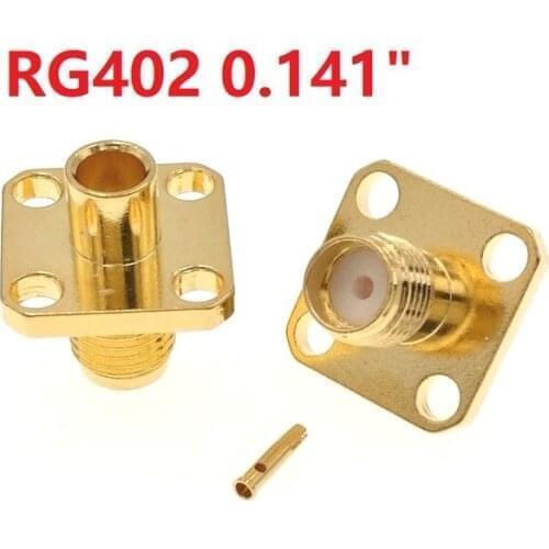 10pcs SMA Female 4-Holes Flange Solder Semi-Rigid RG402 0.141" Cable