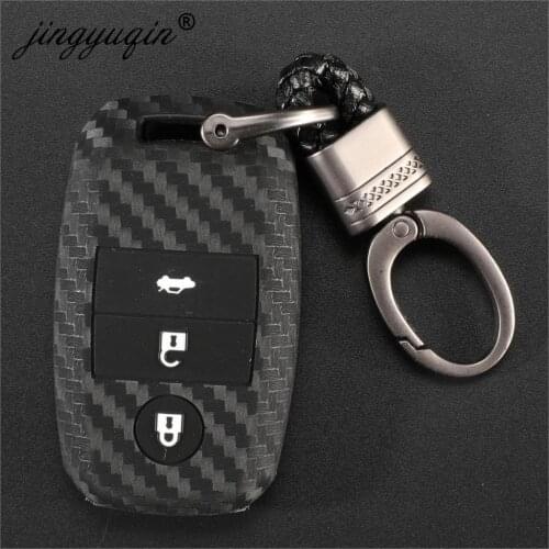 10pcs Carbon 3 BTN Silicone Car Key Case For Kia K3 K4 K5 Rio Ceed Soul Sportage Sorento Carens Picanto Remote Smart Fob Cover