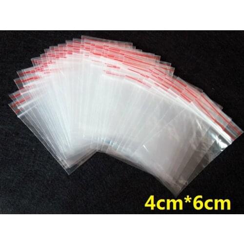 100pcs/lot 4x6cm Jewelry Ziplock Zip Zipped Lock Reclosable Plastic Poly Clear Bags