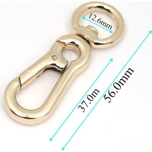 12 x 56 mm Gold Trigger Swivel Hooks with Round O ring end