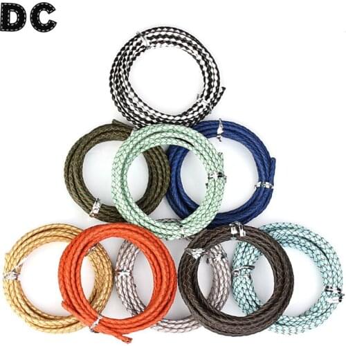 2 Meter/lot 4mm Braid PU Leather Bracelet Findings Cord Round Cord Rope String For Necklace Bracelet DIY Jewelry 19 Colors