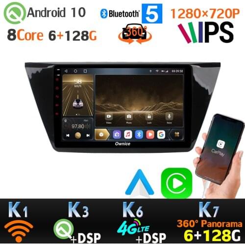 6+128G IPS Android 10 1280*720P Car Radio GPS Player For Volkswagen VW Touran L 360 Camera Head Unit CarPlay SPDIF auto 4G LTE