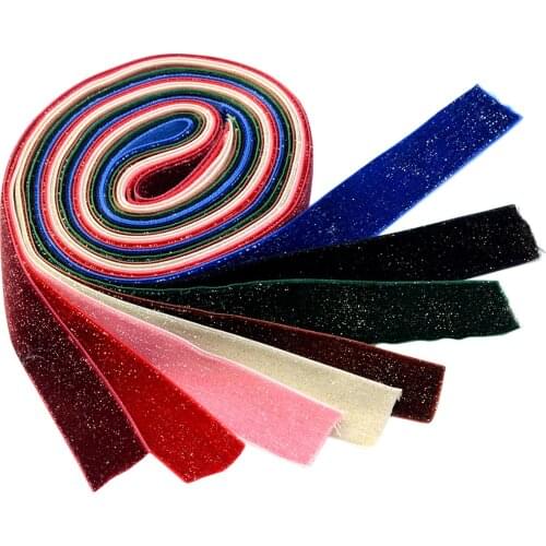 8pcs 2Yards Glitter Velvet Ribbon Assorted Colors 25mm Craft Gift Wrapping Hair Bow Decoration