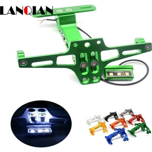 Motorcycle Accessories CNC Rear License Plate Mount Holder with LED Light For Kawasaki Ninja ZX10R ZX11 ZX1400 ZX636R ZX6RR