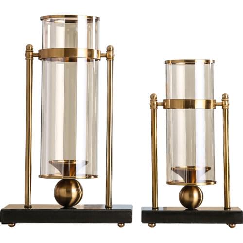 American Glass Gold Candle Holders Wedding Decorations Living Room Dining Table Nordic Candlestick Metal Bougeoir Decor FC140
