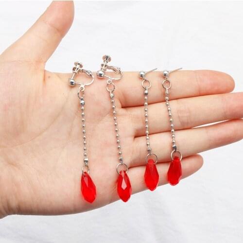 Anime HUNTER×HUNTER Kurapika Earrings Ear Clip Metal Water Drop Trendy Unisex For Cosplay Girlfriend Gift