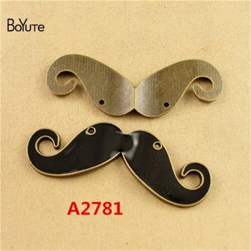BoYuTe (20 Pieces/Lot) 22*62MM Charms Beard Antique Bronze Plated Zinc Alloy Enamel Mustache Pendants Diy Bracelet Necklace