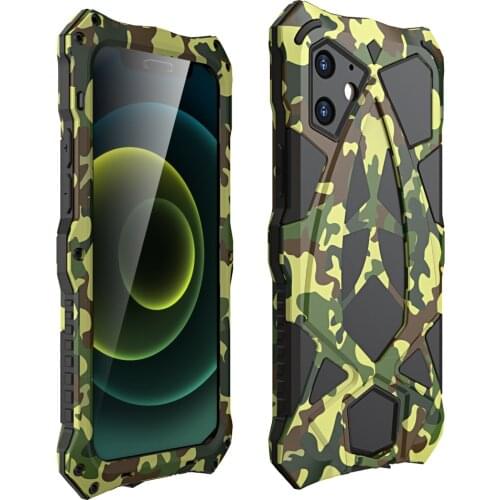 For iphone 12 case metal camouflage shockproof soft silicon rope hole cover for iphone 12 pro max
