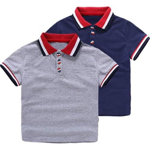 Childrens cotton solid color lapel short sleeve boys' T-shirt 9 European and American new summer T-shirt explosions