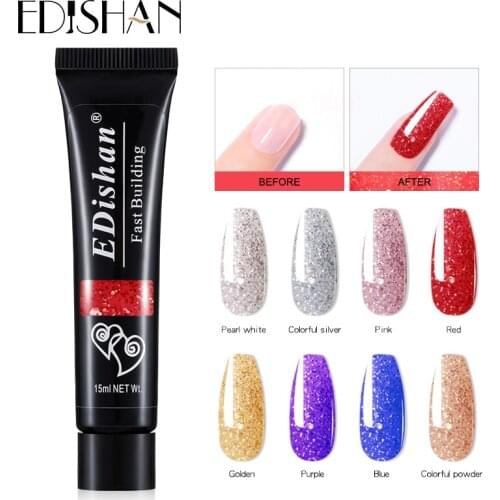 EDISHAN 15ml Poly Nail Gel For Nail Extension Finger Quick Building Gel 24Colors Polygels Extensions Acrylic Gel Polish Nail Art