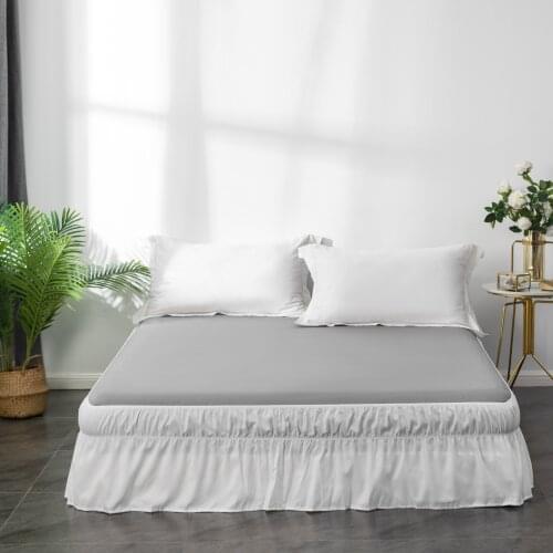 Bed Skirt Elastic Dust Ruffle Easy Fit Wrinkle and Fade Resistant up to 16 inches Deep Queen, White
