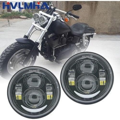 For Harley Fat Bob Black 4.65 inch Motor Style Head Lights for FXDF Dyna Fatbob Led Motor Projector