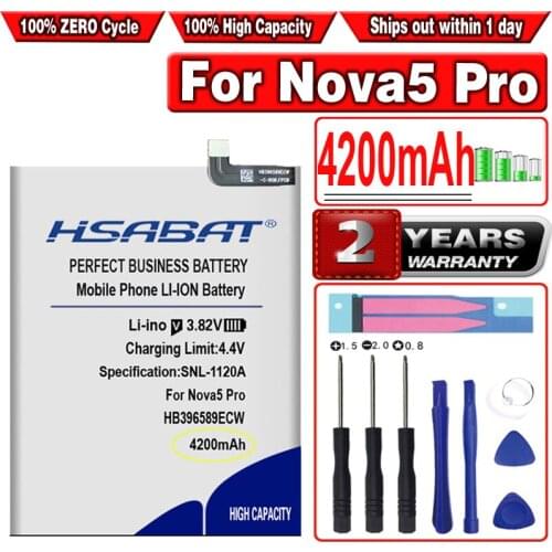 HSABAT 4200mAh HB396589ECW Mobile Phone Battery for HUAWEI nova5 nova5pro nova 5 pro SEA-AL00