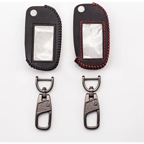 A91 Praise leather key keychain case for starline a91 a61 b9 b6 russian alarms 2-way folding car remote control fob cover