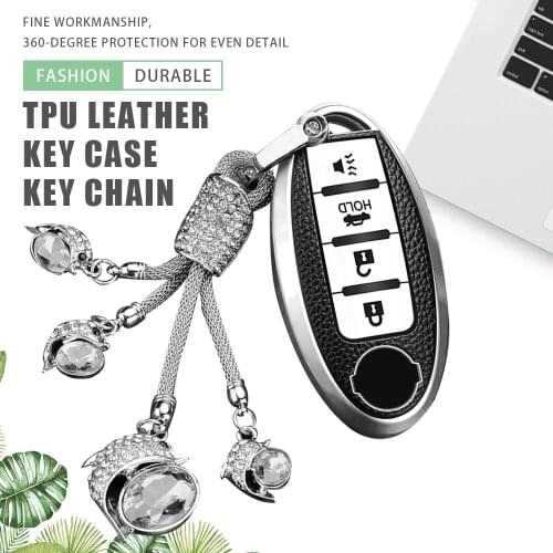 TPU Leather Car 4Button Key Case Cover Keychain for Infiniti Nissan Altima Maxima Murano Rogue Sentra 370z Protector Accessories