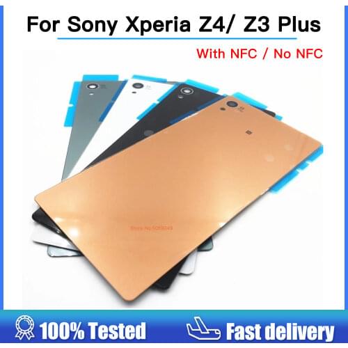 For 5.2" SONY Z4 Battery Cover Z3 Plus Back Glass Panel Rear Door Housing Case With NFC E6553 For SONY XPERIA Z4 Battery Cover
