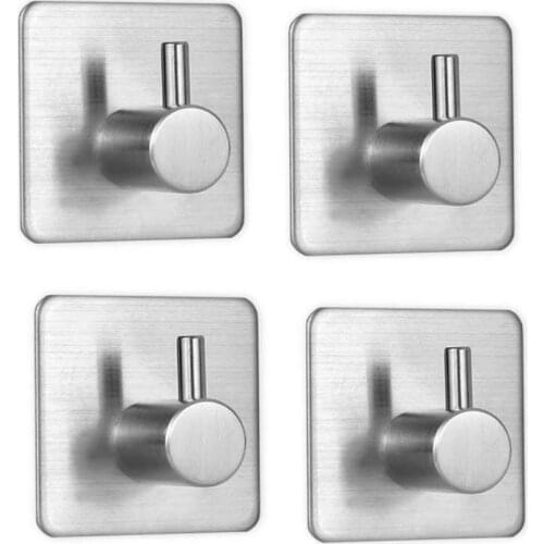 Stainless Steel Hook Bathroom Towel Hook Self-adhesive Multi-function Waterproof Oil Proof Wall Mounted Kitchen Accessory