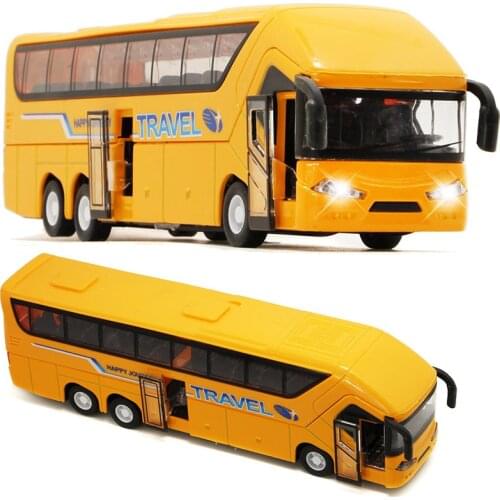 1:32 alloy pull back city bus model high simitation Double sightseeing tour passenger bus flash toy vehicle kids toys for childr